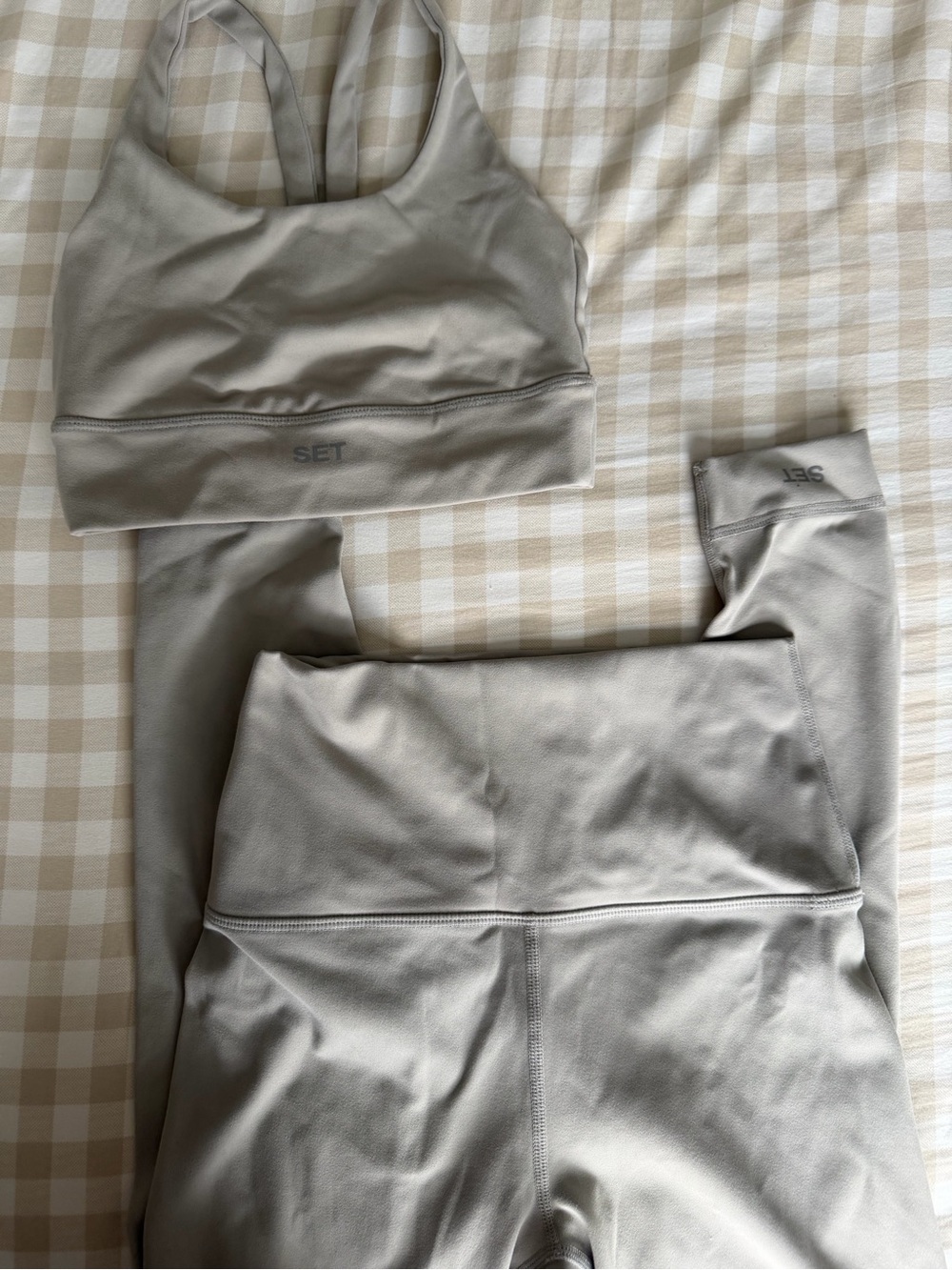 SET ACTIVE Light Taupe Sports Bra & High Waist Leggings